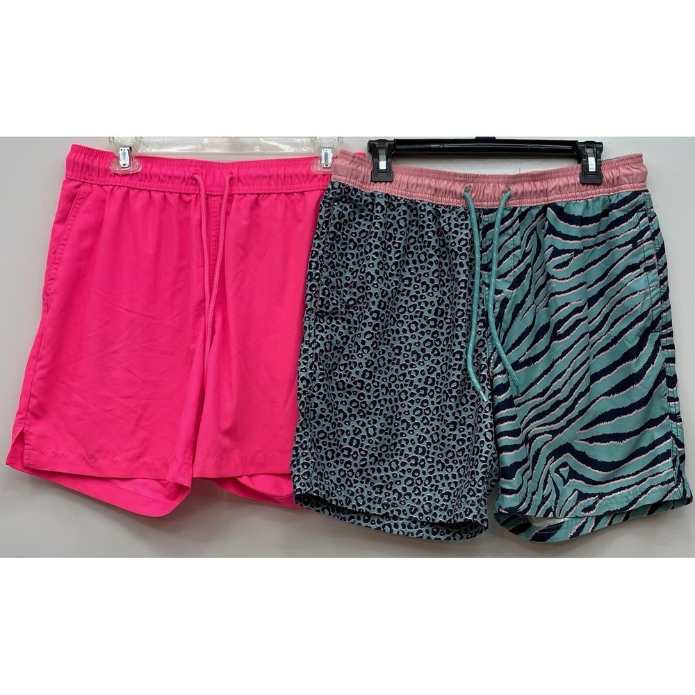 George No Boundaries Men Swim Trunks Size M 32-34 Pink Zebra 2 Pair NO LINERS